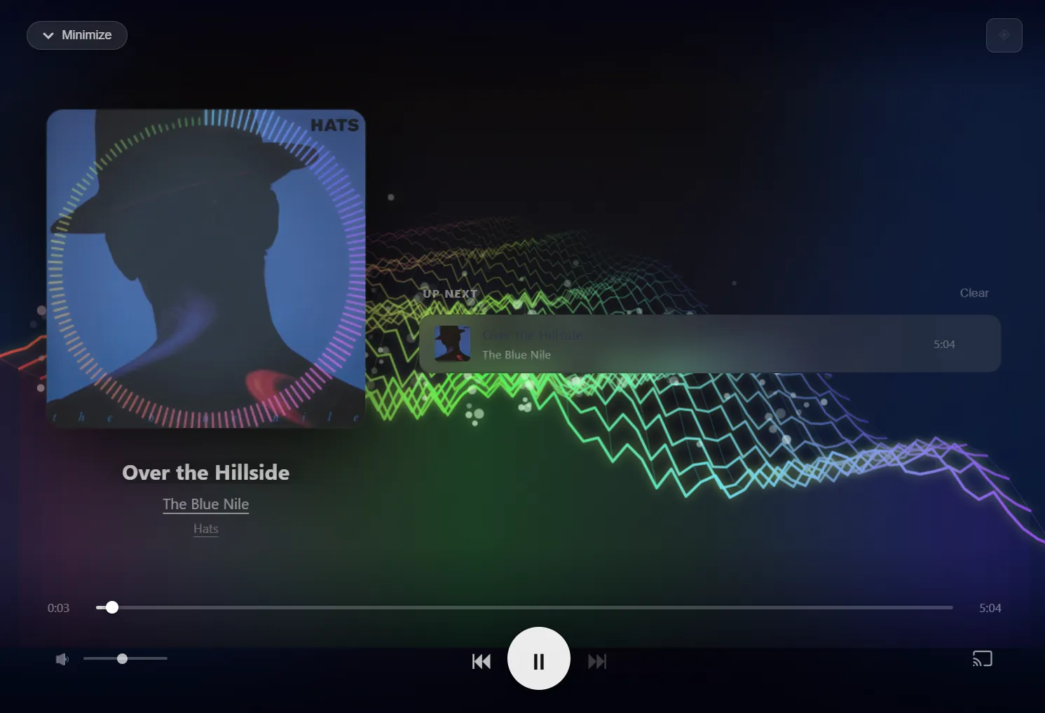 The 3D aurora terrain visualizer, built with the Web Audio API — it morphs with the bass in real time